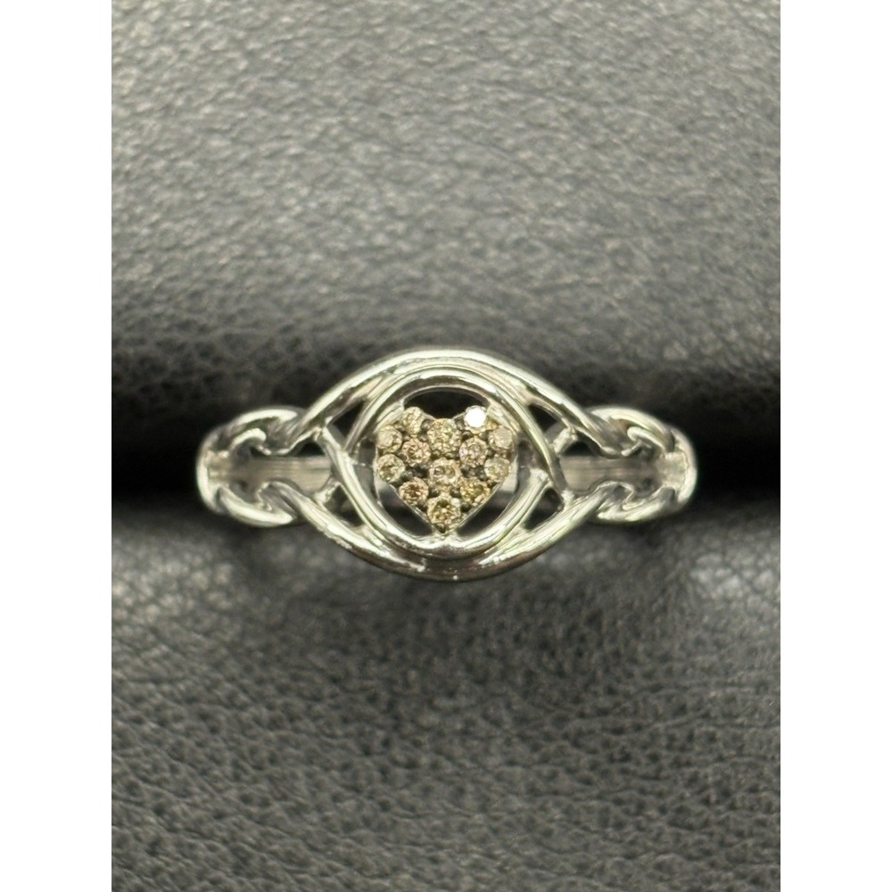 New Condition Sterling Silver Genuine Chocolate Diamonds Size 6.25 F24